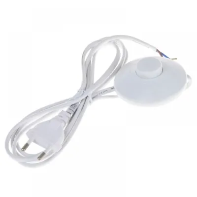 Шнур с круглым выключателем Brille P-2S white 1,8m