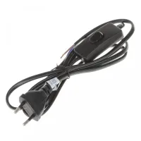 Шнур с прямоугольным выключателем Brille P-1S black 1,8m Шнур с прямоугольным выключателем Brille P-1S black 1,8m