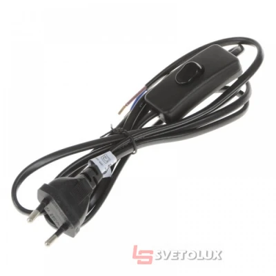 Шнур с прямоугольным выключателем Brille P-1S black 1,8m