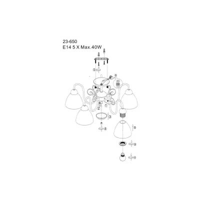 Люстра на пять плафонов BKL-496S/5 E14 WH/G Brille Люстра на пять плафонов BKL-496S/5 E14 WH/G Brille