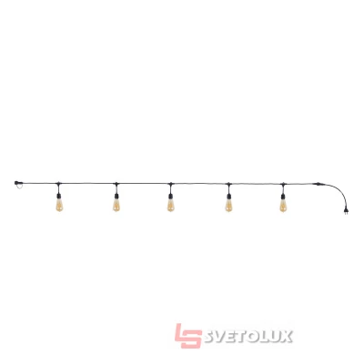 Уличная гирлянда на 5 ламп HD-123S/5 E27 IP65 BK 5m Brille