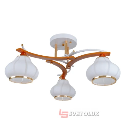 Люстра потолочная на 3 плафона LK-681S/3 E27 WH+FG Brille