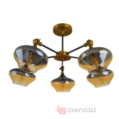 Люстра потолочная на 5 плафонов BL-966S/5 E27 JGT+BK Brille
