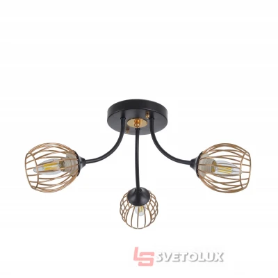 Люстра потолочная лофт на 3 плафона BL-967S/3 E27 BK+FG Brille