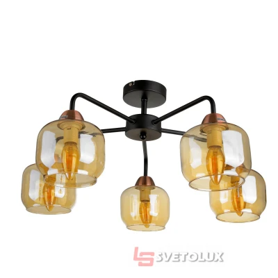 Люстра потолочная на 5 плафонов BL-970C/5 E27 BK/AC Brille