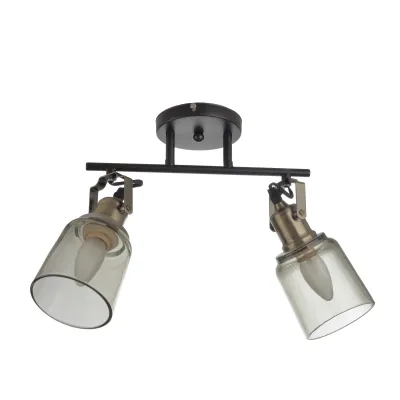 Светильник спот потолочный накладной техно LK-687C/2 E27 AB/BK Brille