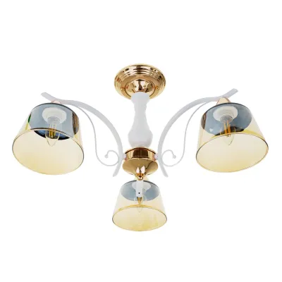 Люстра на 3 плафони біла з золотим LK-699S/3 E27 WH+FG Brille