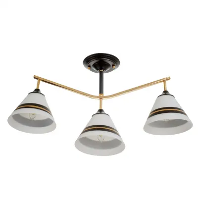 Люстра на 3 плафони чорна з золотим LK-701S/3 E27 BK+FG Brille