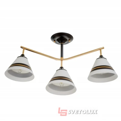 Люстра на 3 плафона черная с золотым LK-701S/3 E27 BK+FG Brille
