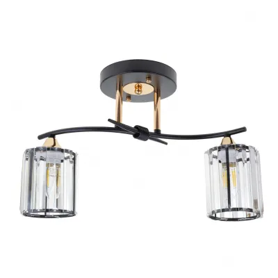 Люстра с двумя плафонами черно-золотистого цвета LK-705S/2 E27 BK+FG Brille