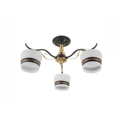 Люстра трьохрожкова чорно-золотистого кольору LK-708S/3 E27 BK+FG Brille Люстра трьохрожкова чорно-золотистого кольору LK-708S/3 E27 BK+FG Brille