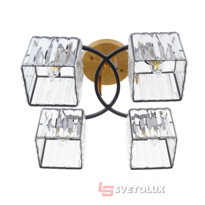 Люстра потолочная в прихожую E27 60W BK+GDB (LK-717S/4) Brille