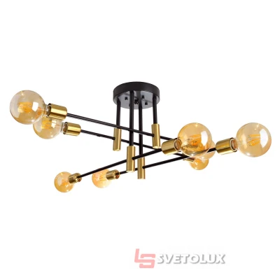 Потолочная люстра на 8 лампочек BR-01 628C/8 E27 BK/G Brille