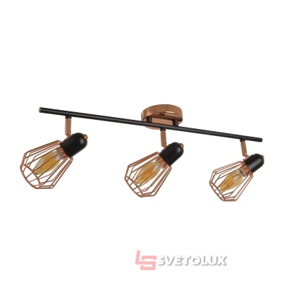 Светильник спот потолочный накладной лофт HTL-211/3 E14 BK+RG Brille