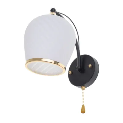 Бра с веревочным выключателем для кабинета зала в спальню прихожую LK-711W/1 E27 BK+FG Brille