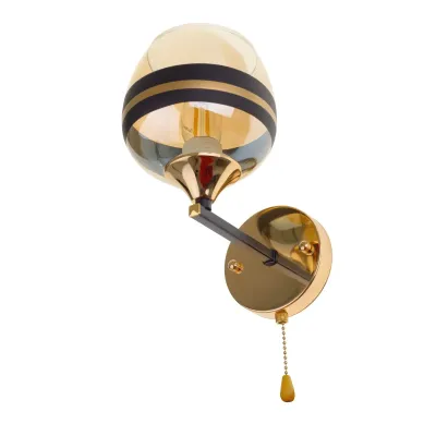 Бра со шнуровым выключателем черное LK-716W/1 E27 BK+FG Brille