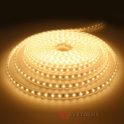 Светодиодная лента влагозащищенная теплый оттенок 220V 3.8W 5730 WW IP65 1m (BY-033/60) Brille