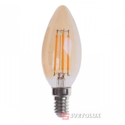 Лампа светодиодная Brille LED E14 6W WW C35 COG (мат. золото)