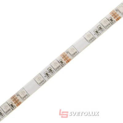 Цветная LED лента влагозащищенная 12V 14.4W 5050 WHITE PCB RGB IP65 1m (BY-009/60) Brille