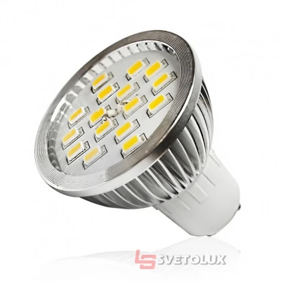 Лампа светодиодная GU10 LED 6.4W 16 pcs WW MR16 SMD5630 (CCD) Brille