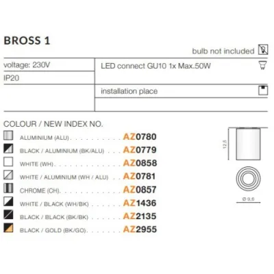 Точковий світильник Azzardo BROSS 1 aluminium AZ0780 Точковий світильник Azzardo BROSS 1 aluminium AZ0780