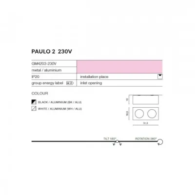 Точечный светильник Azzardo PAULO 2 230V blackALU AZ0961 Точечный светильник Azzardo PAULO 2 230V blackALU AZ0961