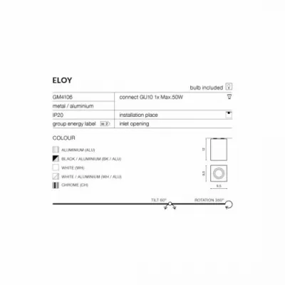 Точковий світильник Azzardo ELOY 1 aluminium AZ0991 Точковий світильник Azzardo ELOY 1 aluminium AZ0991