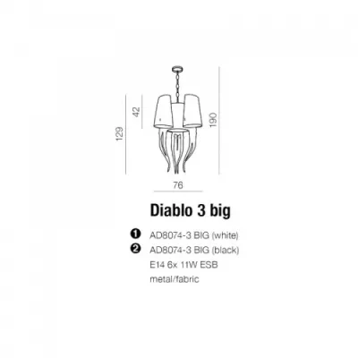 Люстра Azzardo DIABLO 3 BIG black AZ1344 Люстра Azzardo DIABLO 3 BIG black AZ1344