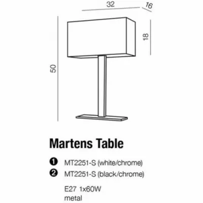 Настільна лампа Azzardo MARTENS TABLE black AZ1559 Настільна лампа Azzardo MARTENS TABLE black AZ1559