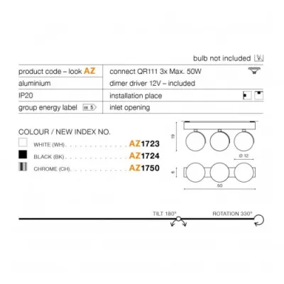 Спот Azzardo JERRY 3 12V black AZ1724