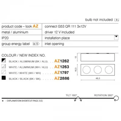 Точечный светильник Azzardo PAULO 3 12V blackblack AZ2886 Точечный светильник Azzardo PAULO 3 12V blackblack AZ2886