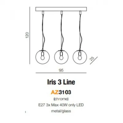 Подвесной светильник Azzardo IRIS 3 LINE chrome AZ3103 Подвесной светильник Azzardo IRIS 3 LINE chrome AZ3103