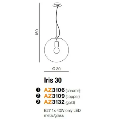 Подвесной светильник Azzardo IRIS 30 chrome AZ3106 Подвесной светильник Azzardo IRIS 30 chrome AZ3106