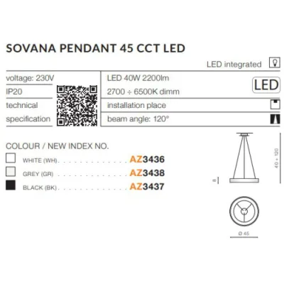 Люстра Azzardo SOVANA pendant 45 cct black AZ3437