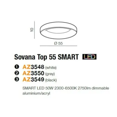 Стельовий світильник Azzardo Sovana Top 55 cct smart AZ3549 Стельовий світильник Azzardo Sovana Top 55 cct smart AZ3549