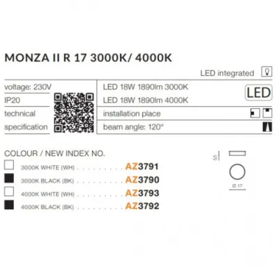 Точковий світильник Azzardo MONZA II R 17 3000K BK AZ3790