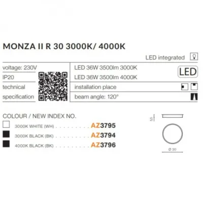Точковий світильник Azzardo MONZA II R 30 3000K BK AZ3794