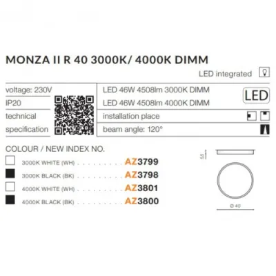 Точечный светильник Azzardo MONZA II R 40 3000K BK AZ3798 Точечный светильник Azzardo MONZA II R 40 3000K BK AZ3798