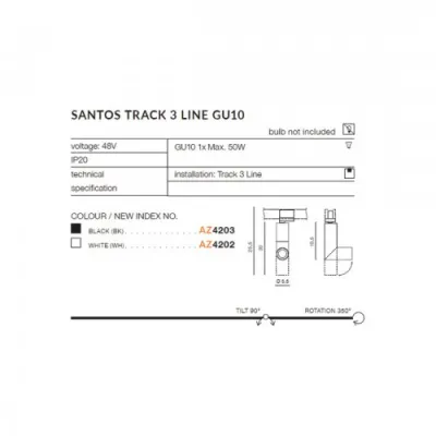 Трековый светильник Azzardo SANTOS track 3LINE GU10 WH AZ4202
