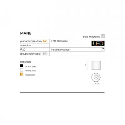 Точечный светильник Azzardo MANE 30W DIMM BK AZ4328 Точечный светильник Azzardo MANE 30W DIMM BK AZ4328