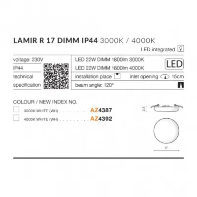 Точечный светильник Azzardo LAMIR R 17 3000K DIMM AZ4387 Точечный светильник Azzardo LAMIR R 17 3000K DIMM AZ4387