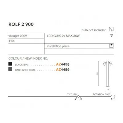 Парковый светильник Azzardo ROLF 2 900 BK AZ4458 Парковый светильник Azzardo ROLF 2 900 BK AZ4458