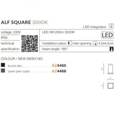 Уличный светильник Azzardo ALF square 3000K BK AZ4465 Уличный светильник Azzardo ALF square 3000K BK AZ4465