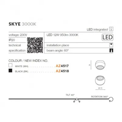 Трековый светильник Azzardo SKYE 3000K WH AZ4517 Трековый светильник Azzardo SKYE 3000K WH AZ4517