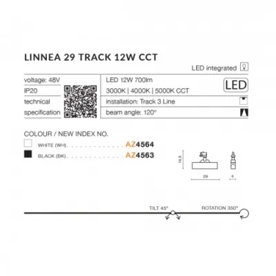 Трековый светильник Azzardo LINNEA 29 track 3LINE 12W cct BK AZ4563 Трековый светильник Azzardo LINNEA 29 track 3LINE 12W cct BK AZ4563