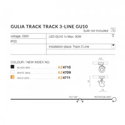 Трековый светильник Azzardo GULIA track 3LINE GU10 WH AZ4709