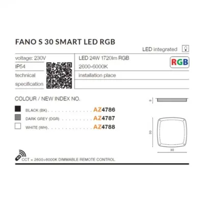 Потолочный светильник Azzardo FANO S 30 SMART led BK AZ4786